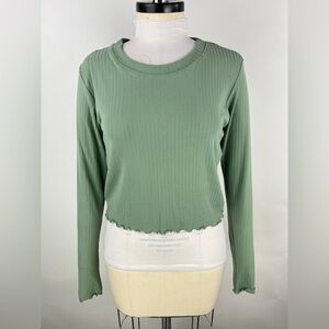 🟠 333B. Sage Lettuce Hem Long Sleeve Top